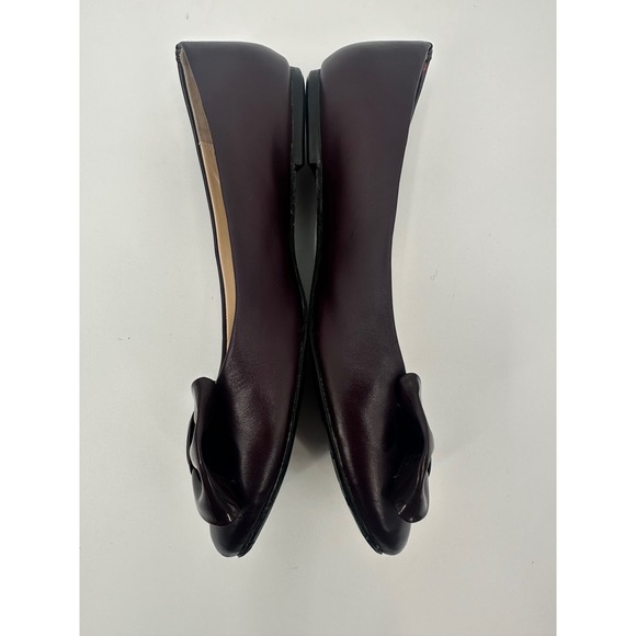 Delman Ballet Flats Brown Leather Bow Accent Slip On‎ Shoes - Picture 4 of 8